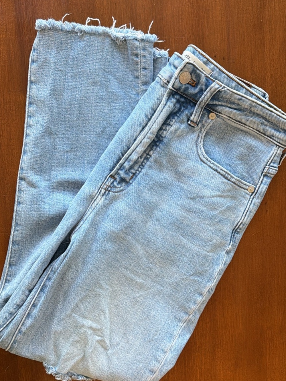 Madewell Light Blue High-Rise Straight Jeans with Raw Hem